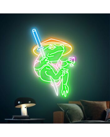 Brighten Up Your Space: Ninja Frog Neon Sign Samurai Sword Neon Sign Perfect for Game Rooms, Bars, and Teen Bedrooms