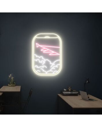 Brighten Up Your Space: Plane Window View Neon Sign for Home, Office, and Bar Décor, Perfect for Parties and Weddings