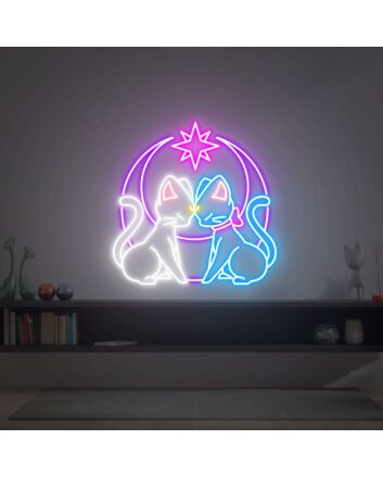 Brighten Up Your Space with Sailor Moon Luna Cat LED Neon Sign: Perfect for Anime-Themed Rooms, Home Offices, and Bar Ambiance