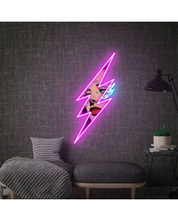 Brighten Up Your Bar or Man Cave with the Dazzling Sex Girl And Lightning Beautiful Woman Led UV Neon Sign.
