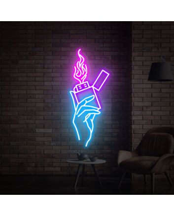 Brighten Up Your Bar, Office, or Living Room with the Smoking Hand With Lighter Neon Sign Wall Decor Gifts.