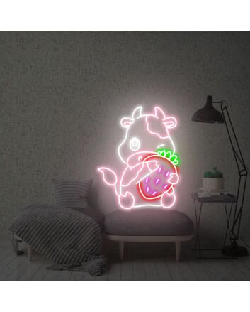 Brighten Up Your Space: Perfect for Home Decor, Bars, Weddings, and Parties with Strawberry Cow Neon Sign Strawberry Milk Neon Sign Strawberry Neon Sign Fruit Neon Sign.