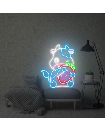 Brighten Up Your Space: Perfect for Home Decor, Bars, Weddings, and Parties with Strawberry Cow Neon Sign Strawberry Milk Neon Sign Strawberry Neon Sign Fruit Neon Sign.