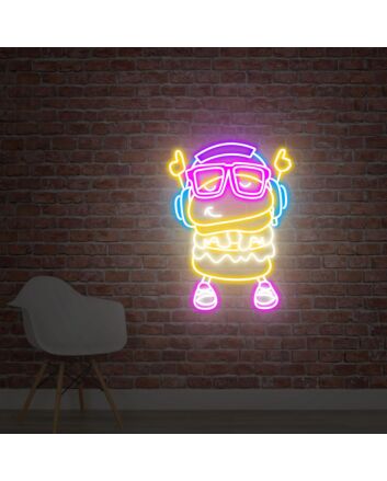 Brighten Up Your Child's Bedroom or Playroom with The Burger Kid Neon Sign Gift To Children Who Love Music - Perfect for Birthday Celebrations and Musical Themes.