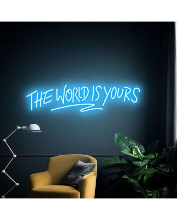 Brighten Up Your Home, Office, or Party Space with The World Is Yours Neon Sign Wall Decor – Perfect for Creating a Vibrant Atmosphere in Any Setting.