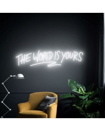 Brighten Up Your Home, Office, or Party Space with The World Is Yours Neon Sign Wall Decor – Perfect for Creating a Vibrant Atmosphere in Any Setting.