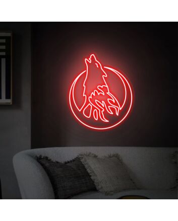 Elevate Your Space: Wolf Moon Light Sign Wall Decor Art Animal Neon Sign for Chic Home, Office Aesthetics or Vibrant Bar and Wedding Ambiance