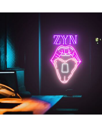 Brighten Up Your Bar, Lounge, or Bedroom with the Edgy Charm of Zyn Lips Neon Sign Tongue Marijuana Neon Sign Joint Wall Art.