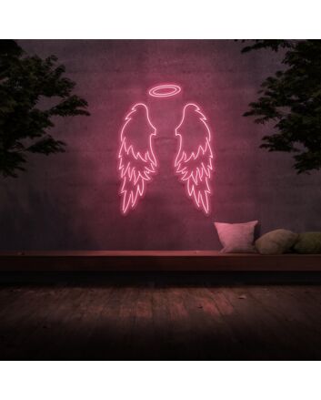 Big Angel Wings &amp; Halo Neon Sign