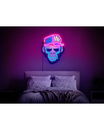 Brighten Up Your Space with Monkey Neon Sign Chimp Bored Ape Wall Art LED UV Neon Sign - Perfect for Home Decor, Office Ambiance, or Adding Flair to Your Bar and Party Settings.