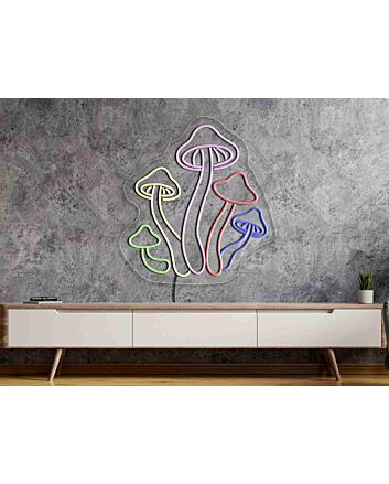 Elevate Your Spaces: Mushrooms Neon Sign - Perfect for Kitchen, Office, and Bar Wall Decor or as a Unique Touch to Weddings and Parties.