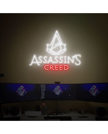 Elevate Your Gaming Space or Bar Ambiance with the Assassin&#039;s Creed Art LED Neon Sign Wall Art Gift