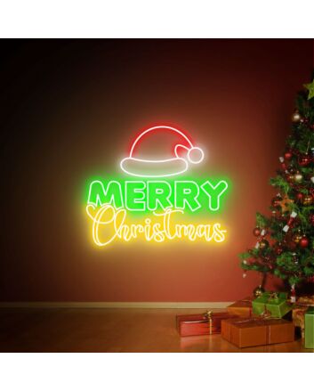 Brighten Your Festivities: Christmas Hat Led Neon Sign for Joyful Home, Office, Store, Bar, Wedding, and Party Decorations.