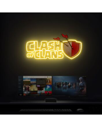 Elevate Your Gaming Space or Party Ambiance with the Clash Of Clans Led UV Neon Sign With Print Acrylic Board Art for Home, Bars, and Gaming Events.