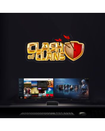 Elevate Your Gaming Space or Party Ambiance with the Clash Of Clans Led UV Neon Sign With Print Acrylic Board Art for Home, Bars, and Gaming Events.