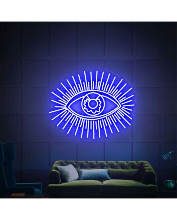 Add a Mysterious Glow to Your Halloween, Bar, and Party Ambiance with the Green Evil Eye LED Neon Sign Decor.