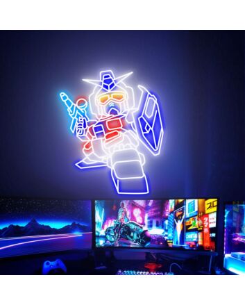 Brighten Your Child&#039;s Room or Next Party with the Fighting Gundam Robot LED Neon Sign - A Perfect Gift for Young Fans!