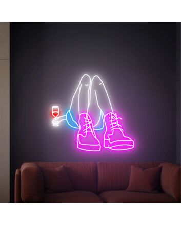 Brighten Up Your Space: Girl With Wine Led Neon Sign for Chic Home Decor, Vibrant Bars, and Memorable Wedding Celebrations.