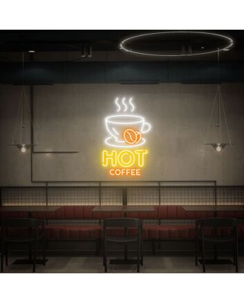 Brighten Up Your Cafe or Kitchen: Hot Coffee Led Neon Sign for an Inviting Coffee Shop Atmosphere and Cozy Home Decor.