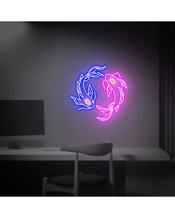 Brighten Your Space: Japanese Fish Neon Art Koi Lover Gift Wall Decor Led Neon Signs Perfect for Home, Office, and Trendy Bars.