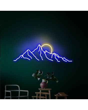 Brighten Your Spaces: Mountain Sunset Led Neon Sign Perfect for Family Home Accent, Office Statement Piece, or Aesthetic Bar and Wedding Decor.
