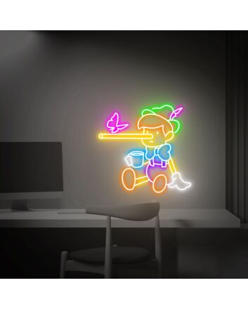 Brighten Your Fairy Tale Dreams: Pinocchio Led Neon Sign Perfect for Kids&#039; Rooms, Play Areas, and Themed Parties