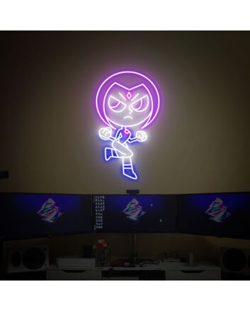 Elevate Your Space into a Superhero Lair with Raven Teen Titans LED Neon Sign for Game Room, Office, and Party Wall Decor.
