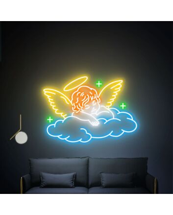 Brighten Up Your Space: Ideal for Home, Weddings, and Parties with the Sleeping Angel Neon Light Art Party Decor Gifts.
