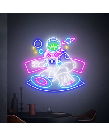 Elevate Your Space Adventure: Spaceman LED Neon Sign DJ Astronaut Neon Light Sign Wall Art for Home, Office, and Entertainment Venues.
