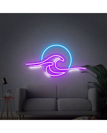 Brighten Up Your Space with the Sunrise Sunset Wave Ocean Led Neon Sign - Perfect for Bedrooms, Offices, Stores, Bars, Weddings, and Parties.