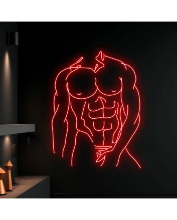 Brighten Up Your Bar, Club, or LGBTQ+ Events with the Bikini Naked Male LED Neon Sign in Stunning Red.