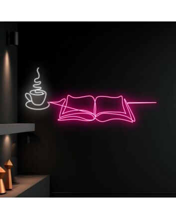 Add a Warm Glow to Your Reading Nook or Cafe with the Book And Coffee Led Neon Sign, Perfect for Book Lovers and Cozy Spaces.