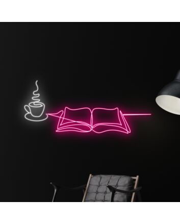 Add a Warm Glow to Your Reading Nook or Cafe with the Book And Coffee Led Neon Sign, Perfect for Book Lovers and Cozy Spaces.
