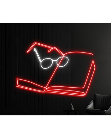 Brighten Up Your Reading Nook and Add Flair to Book-Themed Parties with the Book With Glasses Led Neon Sign Book Hanging Led Neon Lightbook Lover Deco.