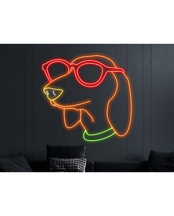 Enhance Your Home, Bar, or Store Ambiance with the Cool Dachshund Wearing Glasses LED Neon Sign