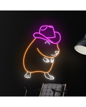 Brighten Your Space: Cowboy Hamster LED Neon Sign - Perfect for Home Decor, Office Vibes, and Western-Themed Parties