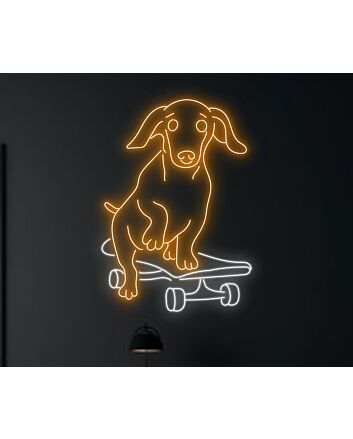 Elevate Your Space with Cute Dog Skateboarder Led Sign – Perfect for Home Decor, Bars, and Party Ambiance.