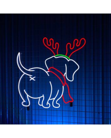 Brighten Your Festivities: Dachshund Christmas LED Sign, Perfect for Home Decor, Office Celebrations, and Holiday Parties.