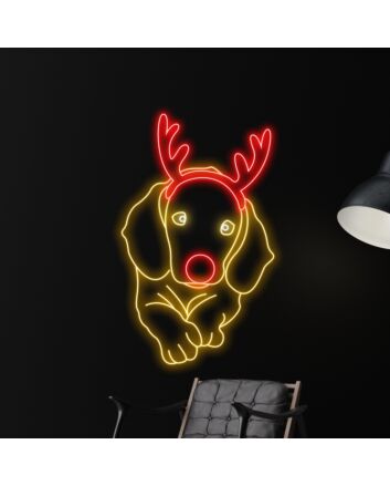 Dress Up Your Festive Celebrations and Spaces: From Home to Office and Storefronts, with the Dachshund Christmas LED Sign Neon Light Decor.