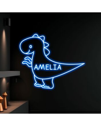 Brighten Your Child&#039;s Room and Celebrate in Style with Dinosaur Led Sign Dinosaur Custom Name Children Led Neon Sign for Bedrooms, Playrooms, and Birthday Parties.