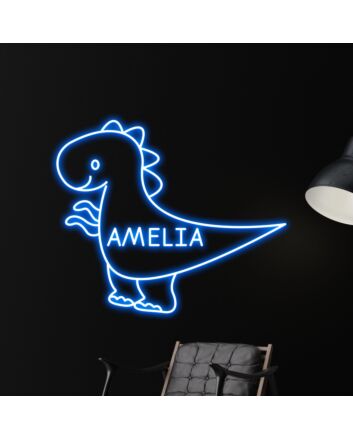 Brighten Your Child's Room and Celebrate in Style with Dinosaur Led Sign Dinosaur Custom Name Children Led Neon Sign for Bedrooms, Playrooms, and Birthday Parties.