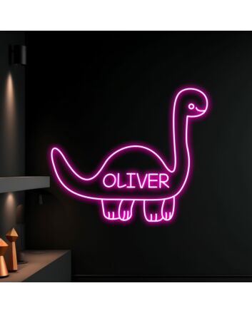 Bring Playful Glow to Bedrooms and Celebrations: Dinosaur Led Sign, Custom Name Children Neon Light for Kid Decor and Birthday Parties