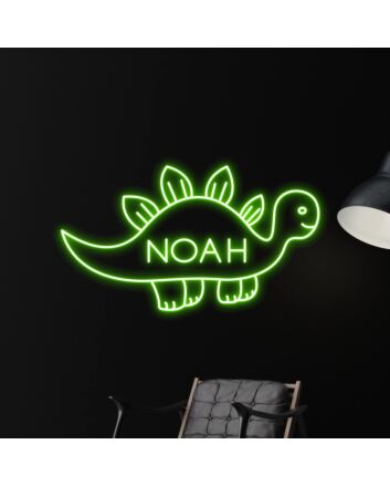 Brighten Up Your Child's Space: Dinosaur LED Sign Custom Name Neon Light for Kid's Room, Playroom, and Birthday Celebrations