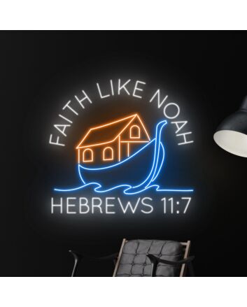 Brighten Your Space for Christmas, Weddings, and Worship with Faith Like Noah Hebrews 117 Led Neon Sign Decor.