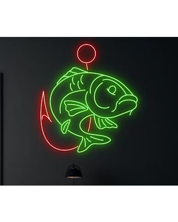 Brighten Up Your Home, Office, or Coastal Bar with the Fishing Led Neon Sign - A Perfect Touch for Sea Animal Lovers and Celebrations