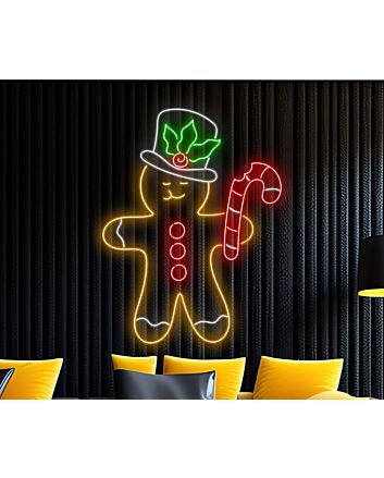 Brighten Your Festive Season: Ideal for Home, Office, and Christmas Party Ambiance with Gingerbread Led Neon Sign Christmas Decor Neon Light.