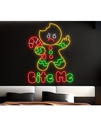 Brighten Your Christmas Festivities: Gingerbread Man Funny Led Neon Sign for Home, Office, and Holiday Party Decor.