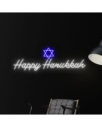 Brighten Your Festive Celebrations: Happy Hanukkah LED Neon Sign for Home Decor, Office, and Holiday Parties