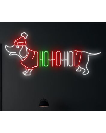 Brighten Your Festivities: Hohoho Dachshund Led Neon Sign for Christmas Elegance in Homes, Offices, and Holiday Celebrations.