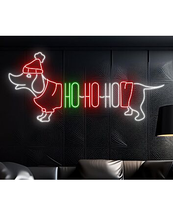 Brighten Your Festivities: Hohoho Dachshund Led Neon Sign for Christmas Elegance in Homes, Offices, and Holiday Celebrations.